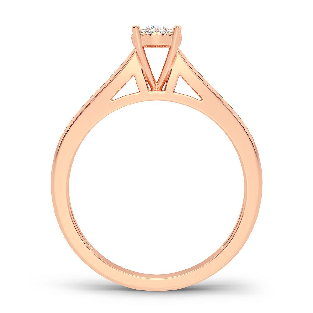 14K Rose Gold Exquisite 0.22Ct Diamond Ring