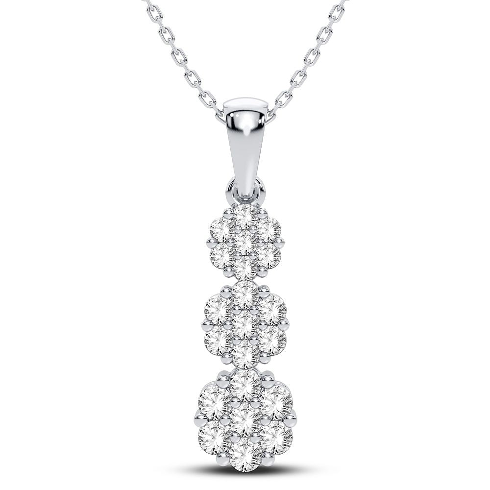 14K White Gold Elegant 0.75Ct Diamond Pendant