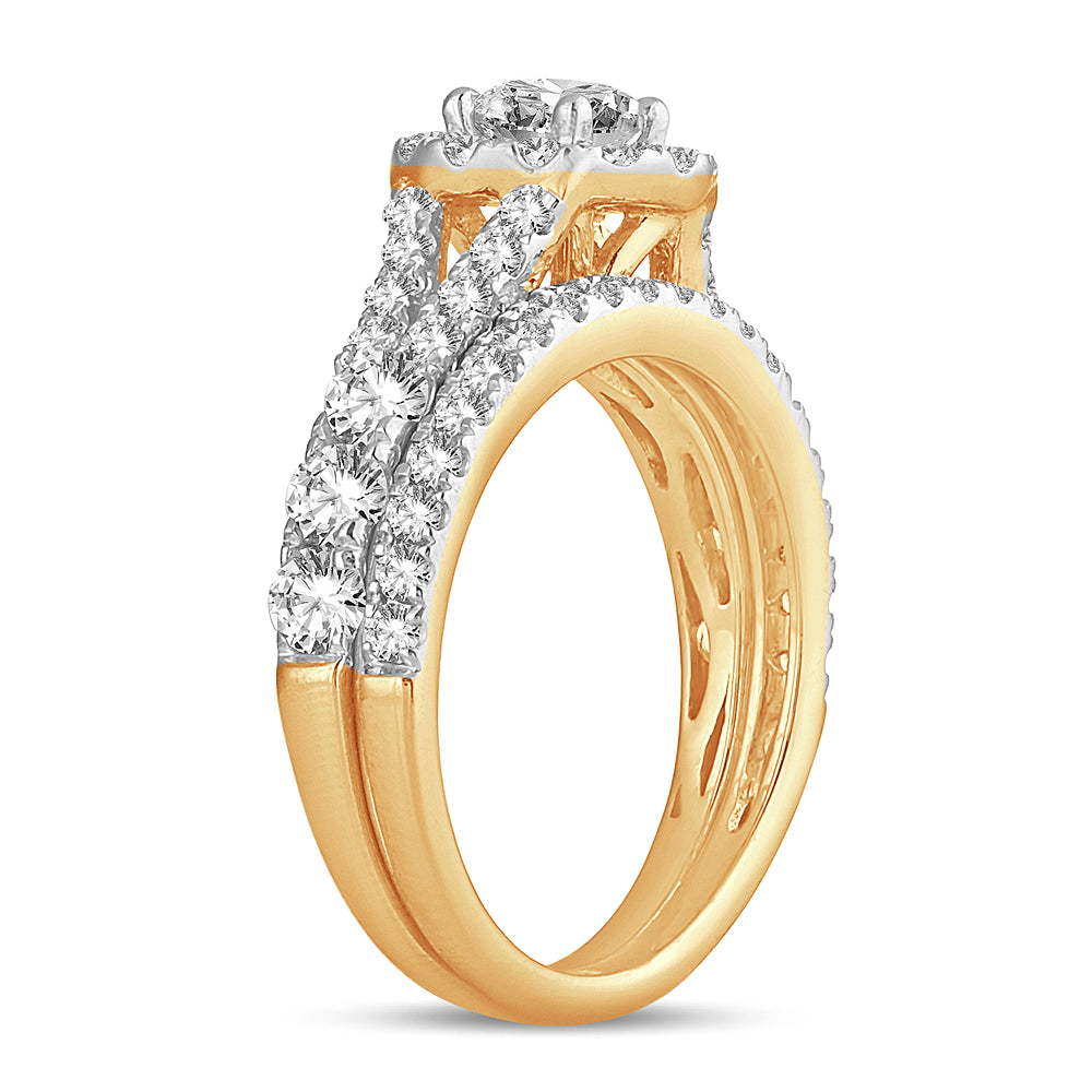 14K Yellow Gold Beautiful 2.00Ct Diamond  Bridal Ring