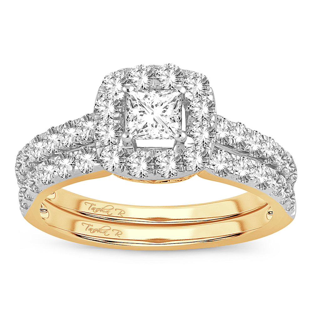 14K Yellow Gold Exquisite 1.42Ct Diamond Bridal Ring