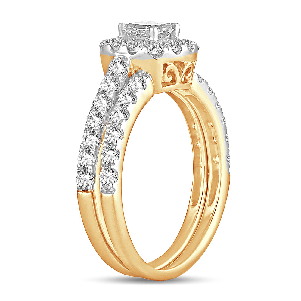 14K Yellow Gold Exquisite 1.42Ct Diamond Bridal Ring