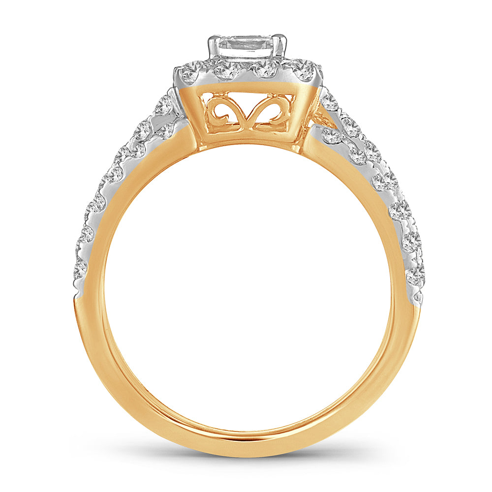 14K Yellow Gold Exquisite 1.42Ct Diamond Bridal Ring