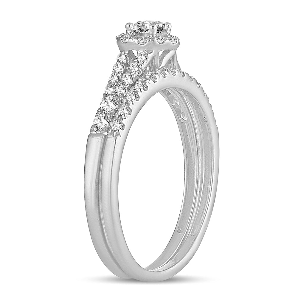 14K White Gold Elegant 0.50Ct Diamond Bridal Ring