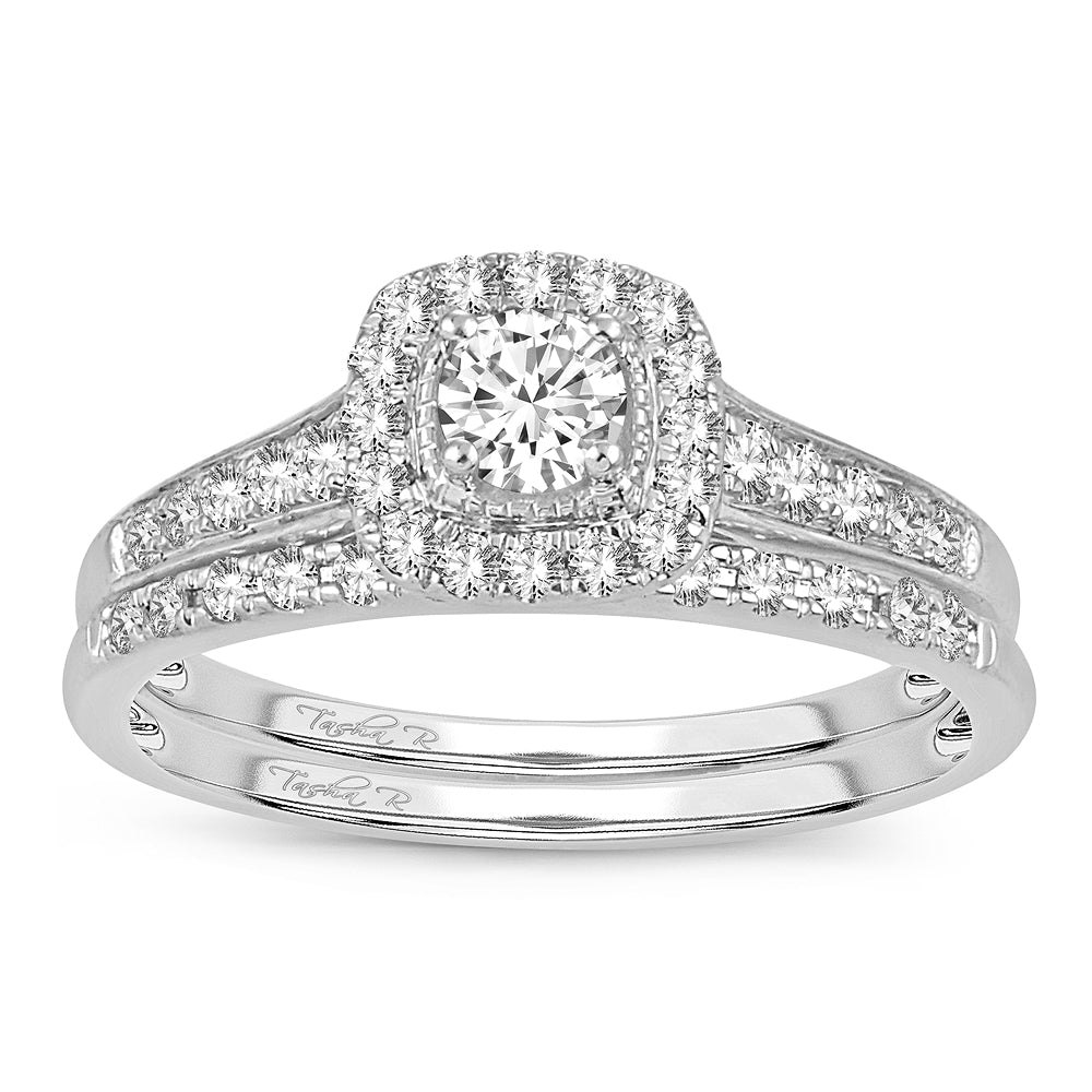 14K White Gold Dazzling 0.50Ct Diamond Bridal Ring