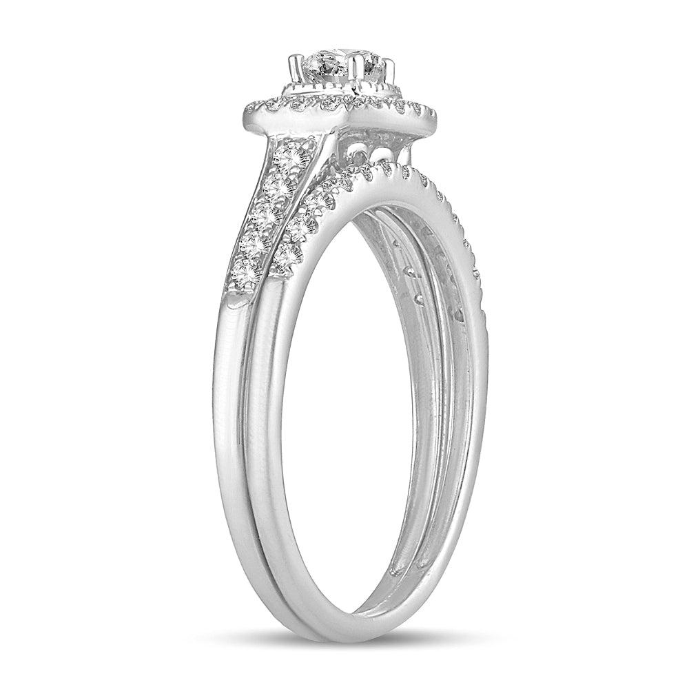 14K White Gold Dazzling 0.50Ct Diamond Bridal Ring