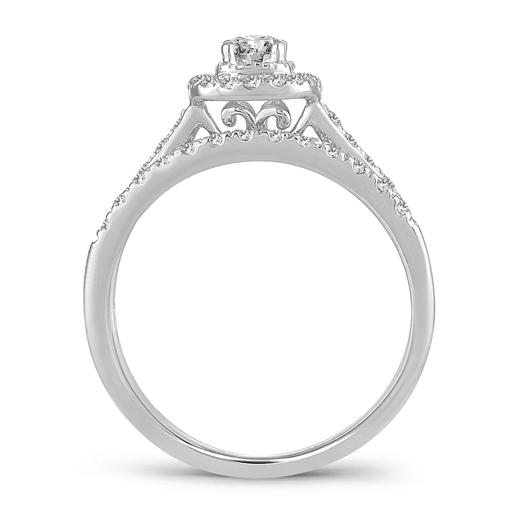 14K White Gold Dazzling 0.50Ct Diamond Bridal Ring