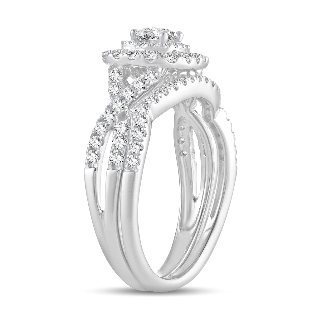 14K White Gold Dazzling 1.00Ct Diamond Bridal Ring