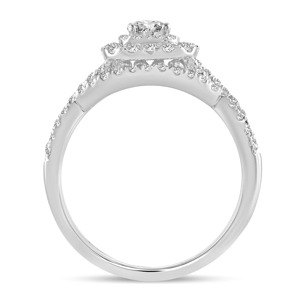 14K White Gold Dazzling 1.00Ct Diamond Bridal Ring