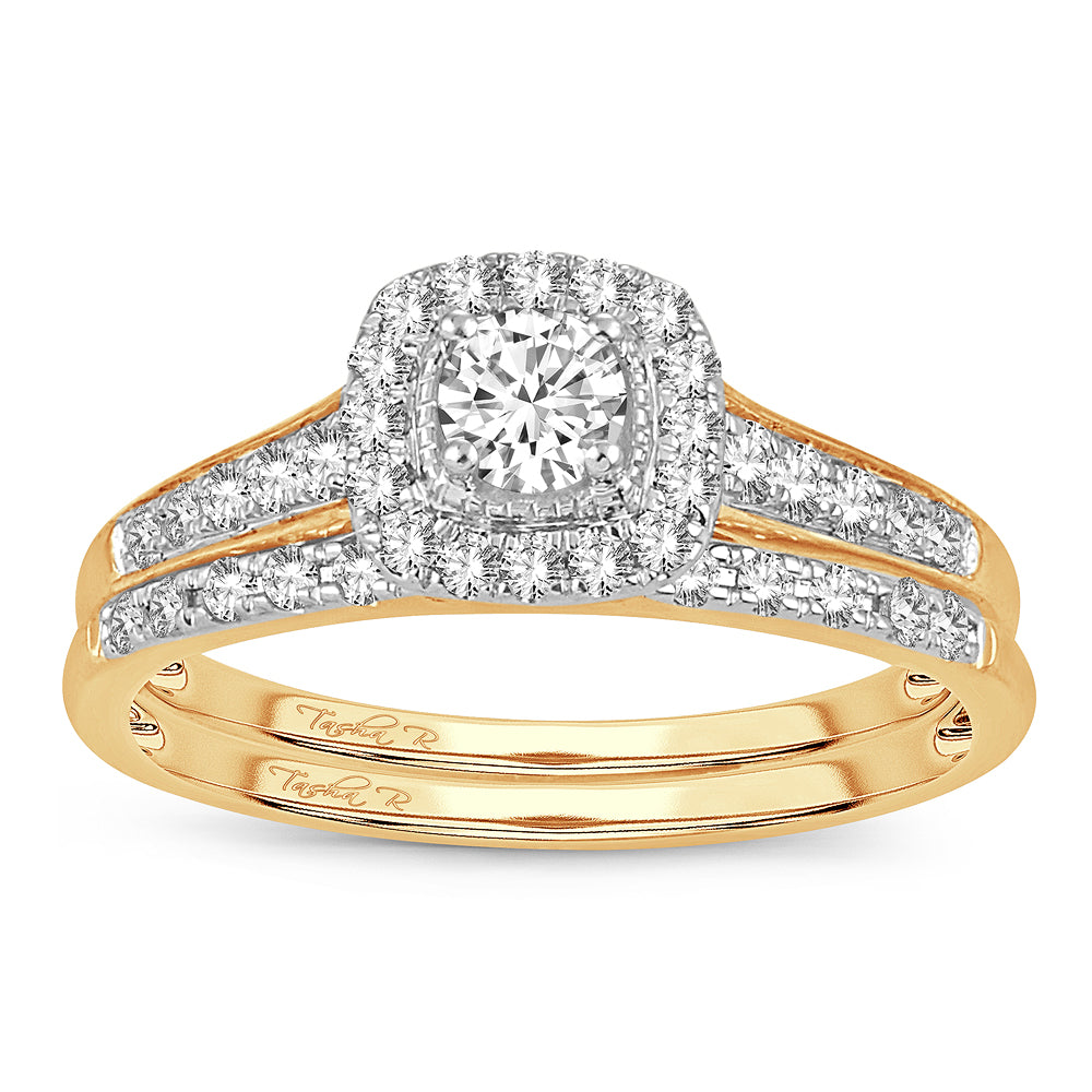 14K Yellow Gold Magnifcnet 0.50Ct Diamond Bridal Ring