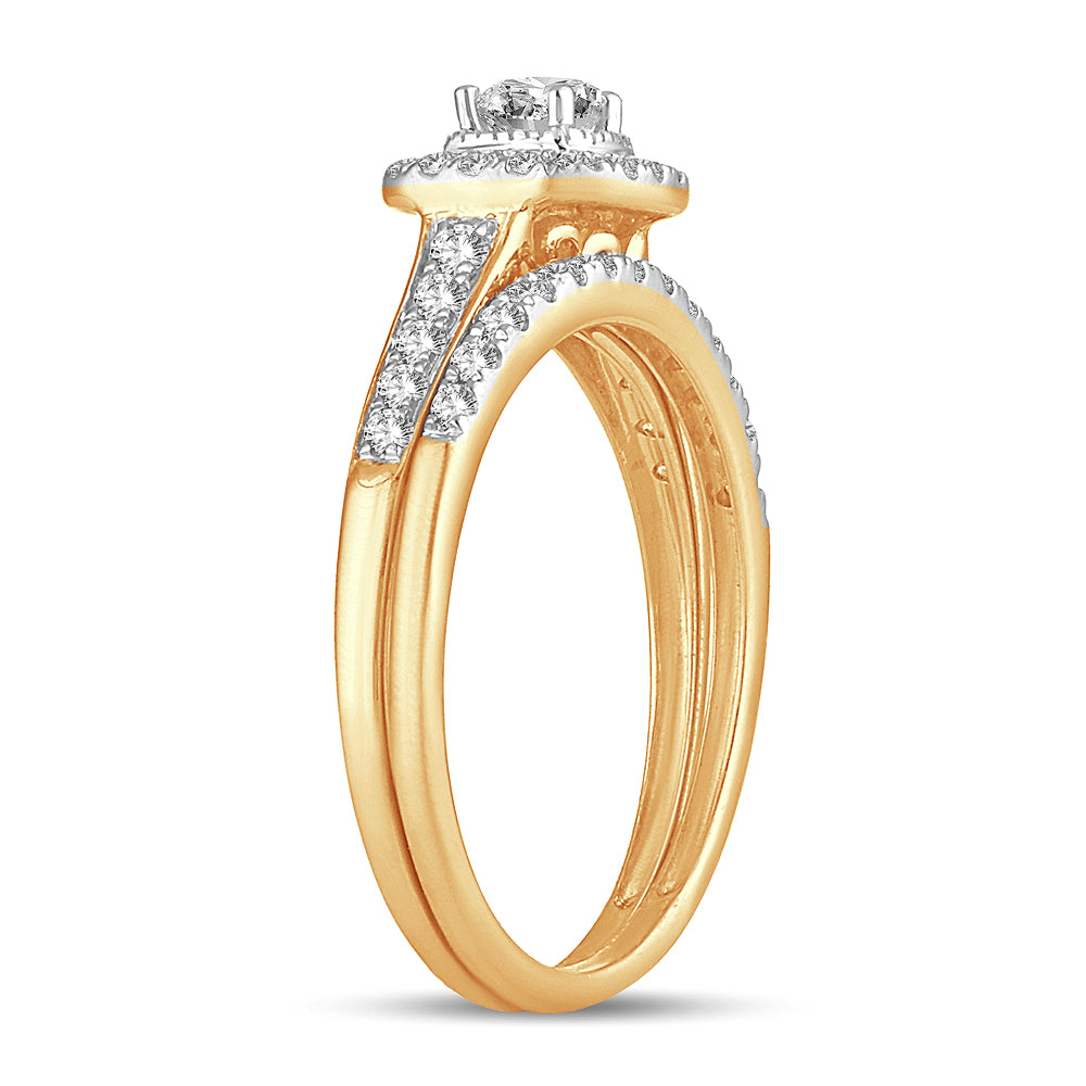 14K Yellow Gold Magnifcnet 0.50Ct Diamond Bridal Ring