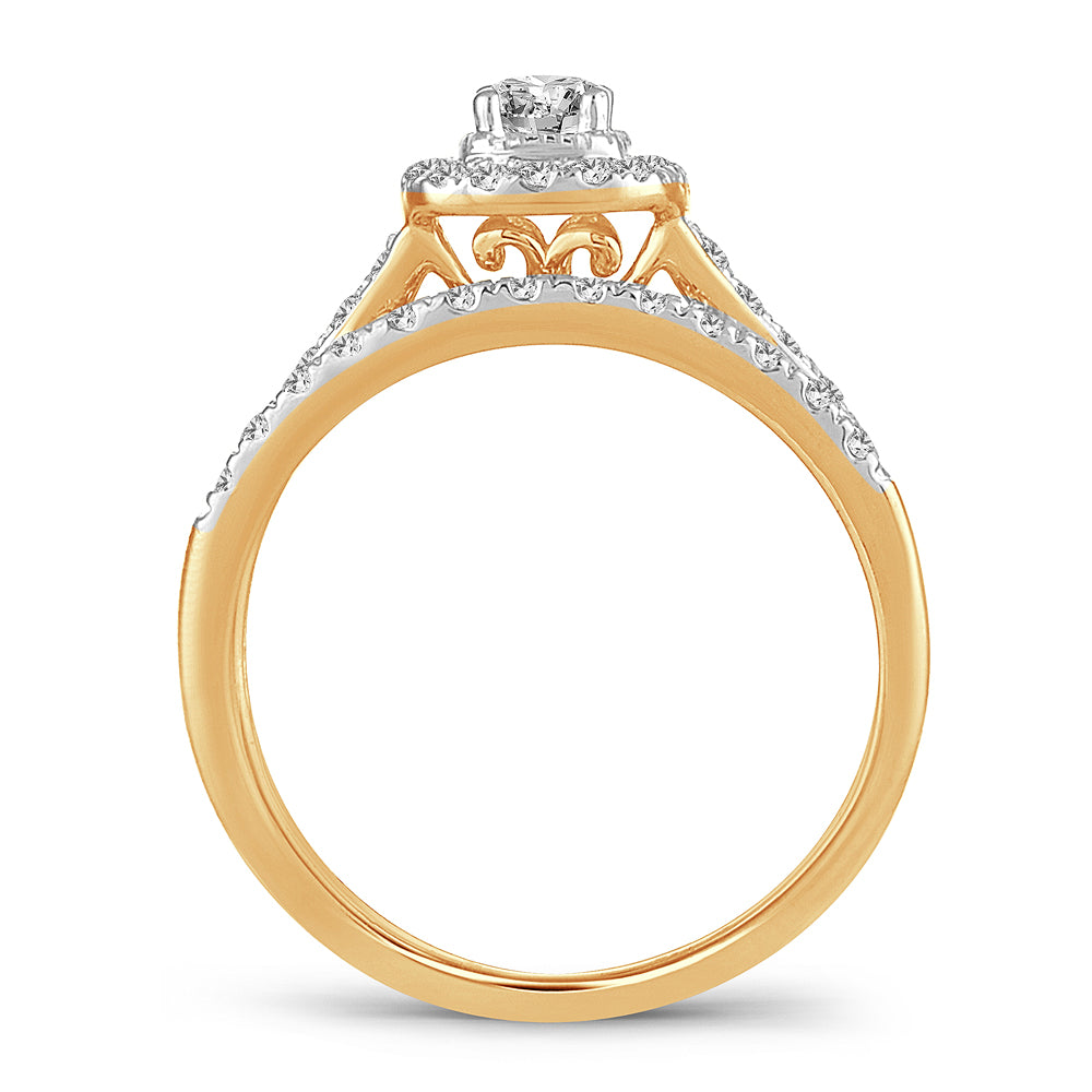 14K Yellow Gold Magnifcnet 0.50Ct Diamond Bridal Ring