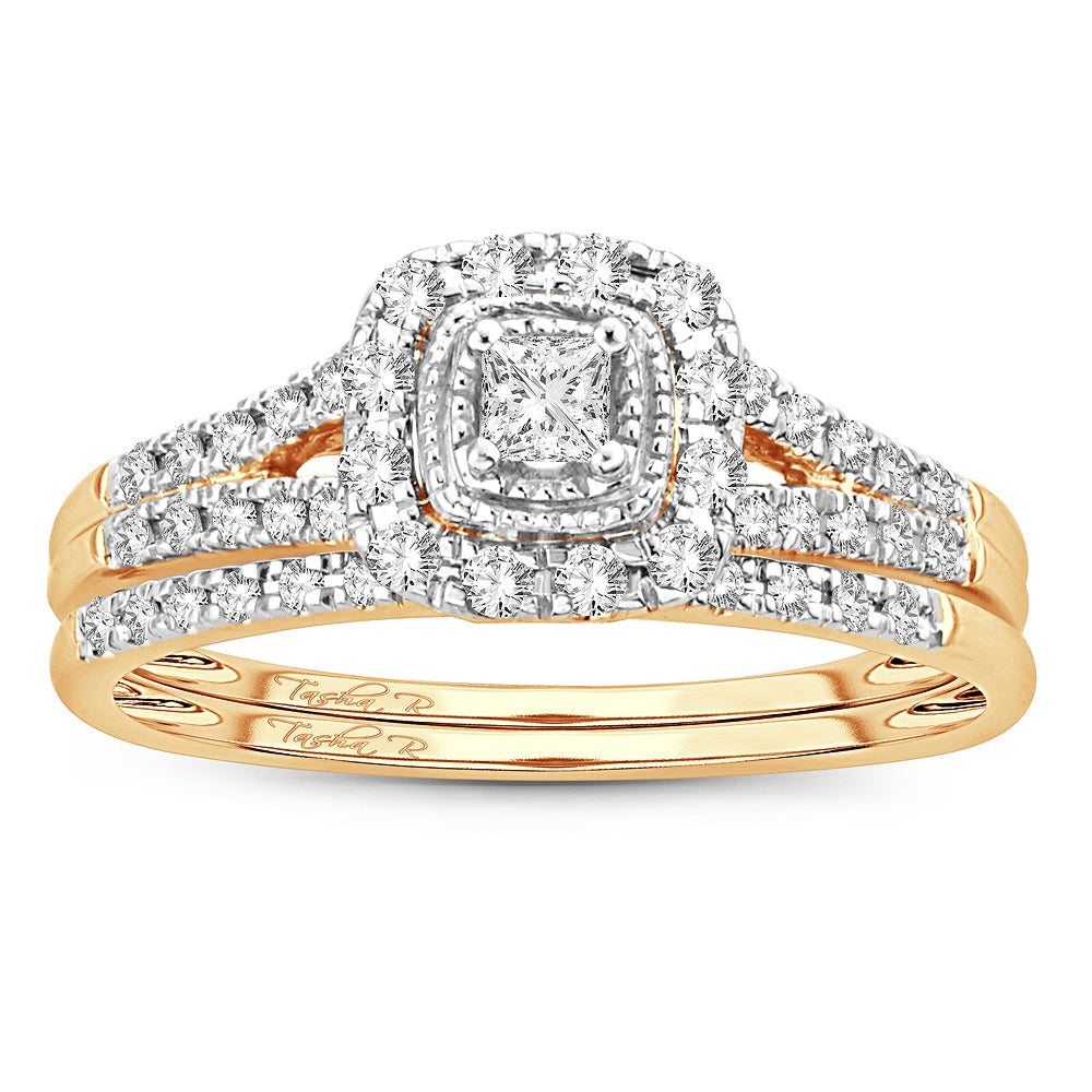 14K Yellow Gold Exquisite 0.50Ct Diamond Bridal Ring