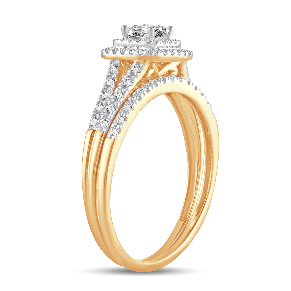 14K Yellow Gold Exquisite 0.50Ct Diamond Bridal Ring