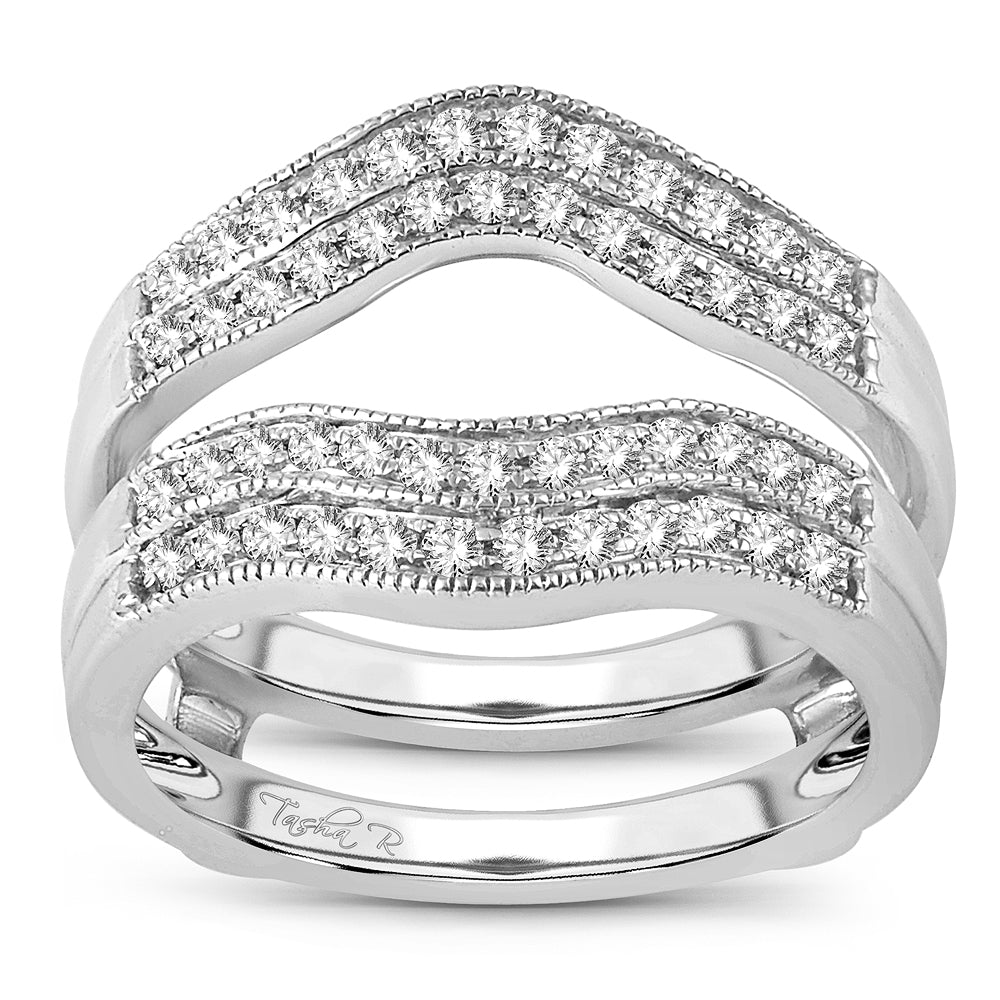 14K White Gold Exquisite 0.50Ct Diamond Ring  Guard.