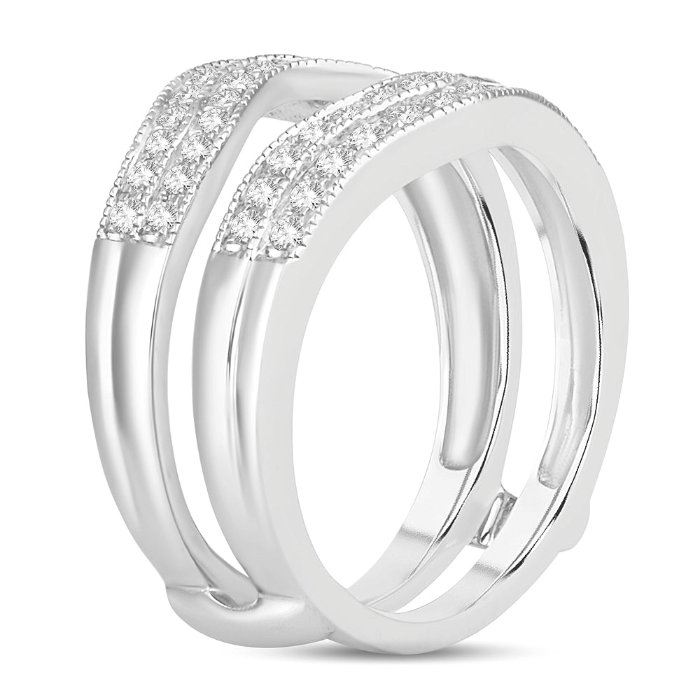 14K White Gold Exquisite 0.50Ct Diamond Ring  Guard.