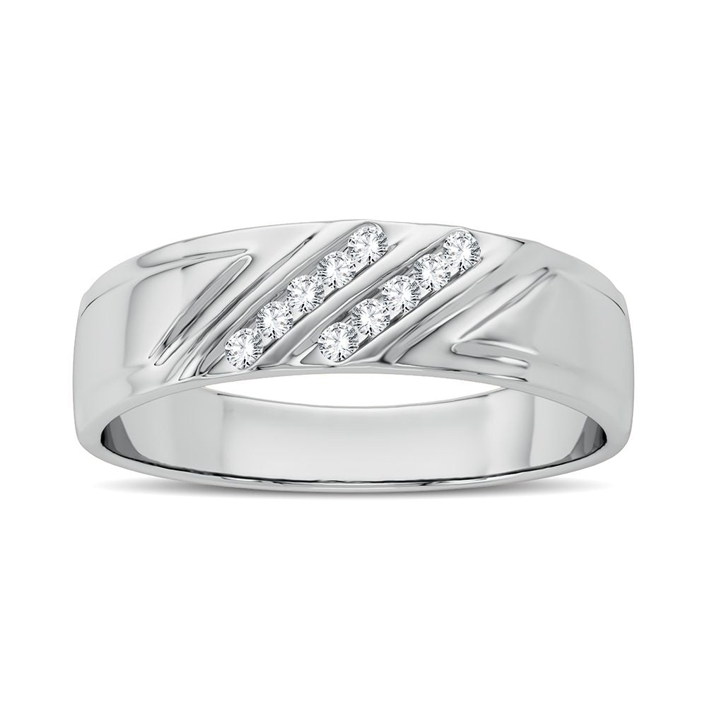 14K White Gold Elegant 0.10Ct Diamond Band