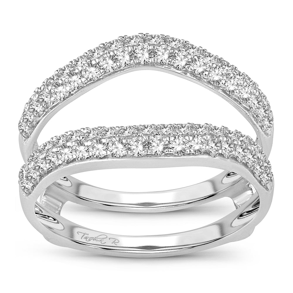 14K White Gold Elegant 1.00Ct Diamond Ring Guard