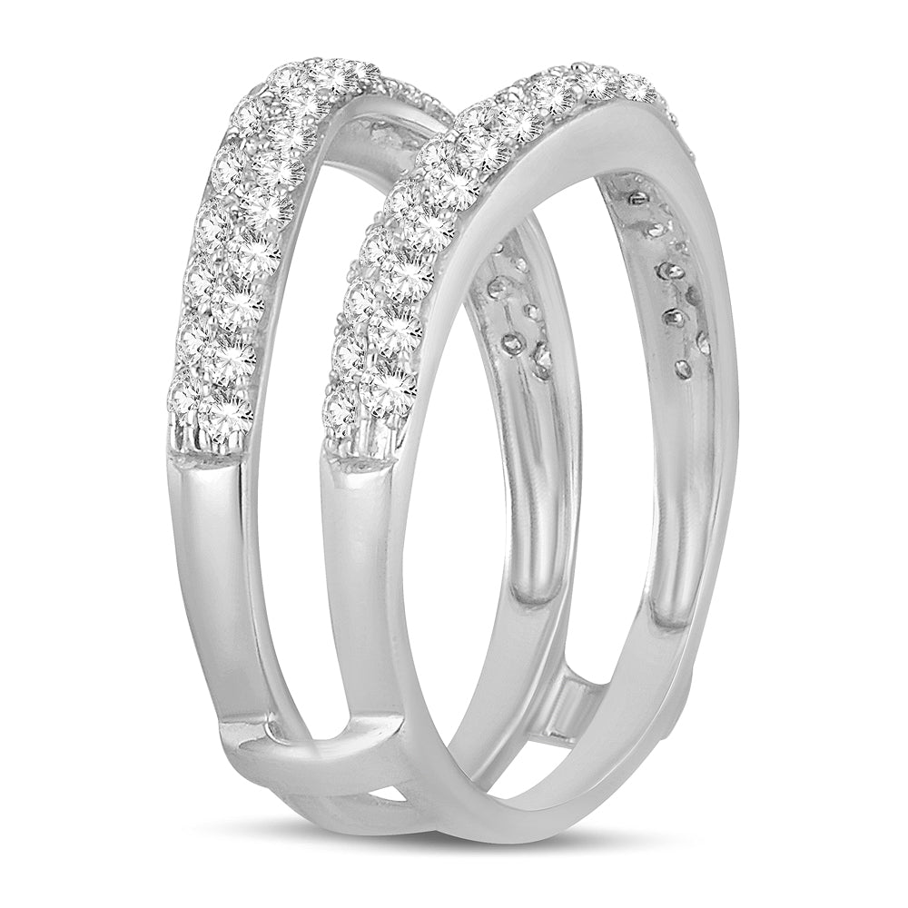 14K White Gold Elegant 1.00Ct Diamond Ring Guard