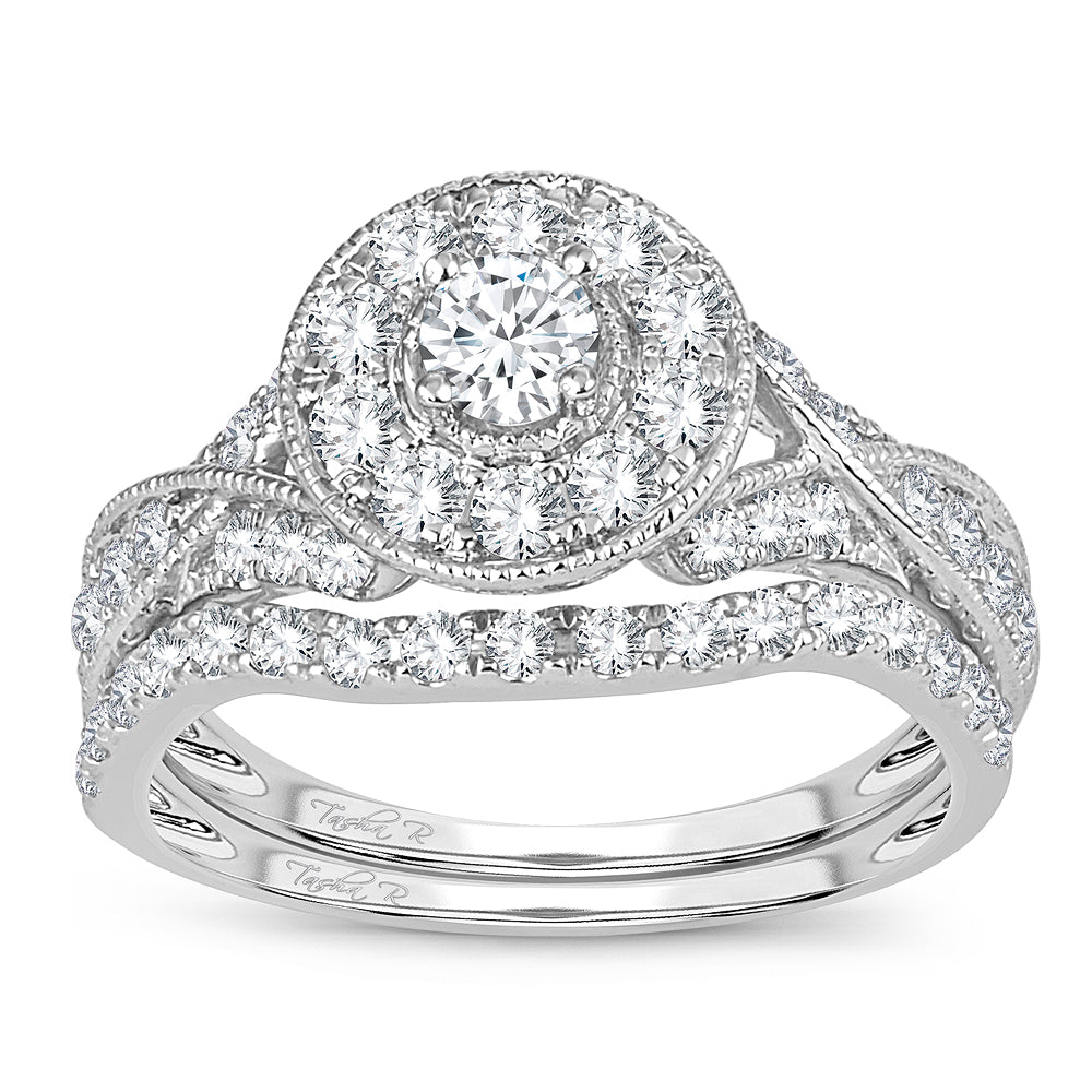 14K White Gold Gorgeous 1.00Ct Diamond Bridal Ring