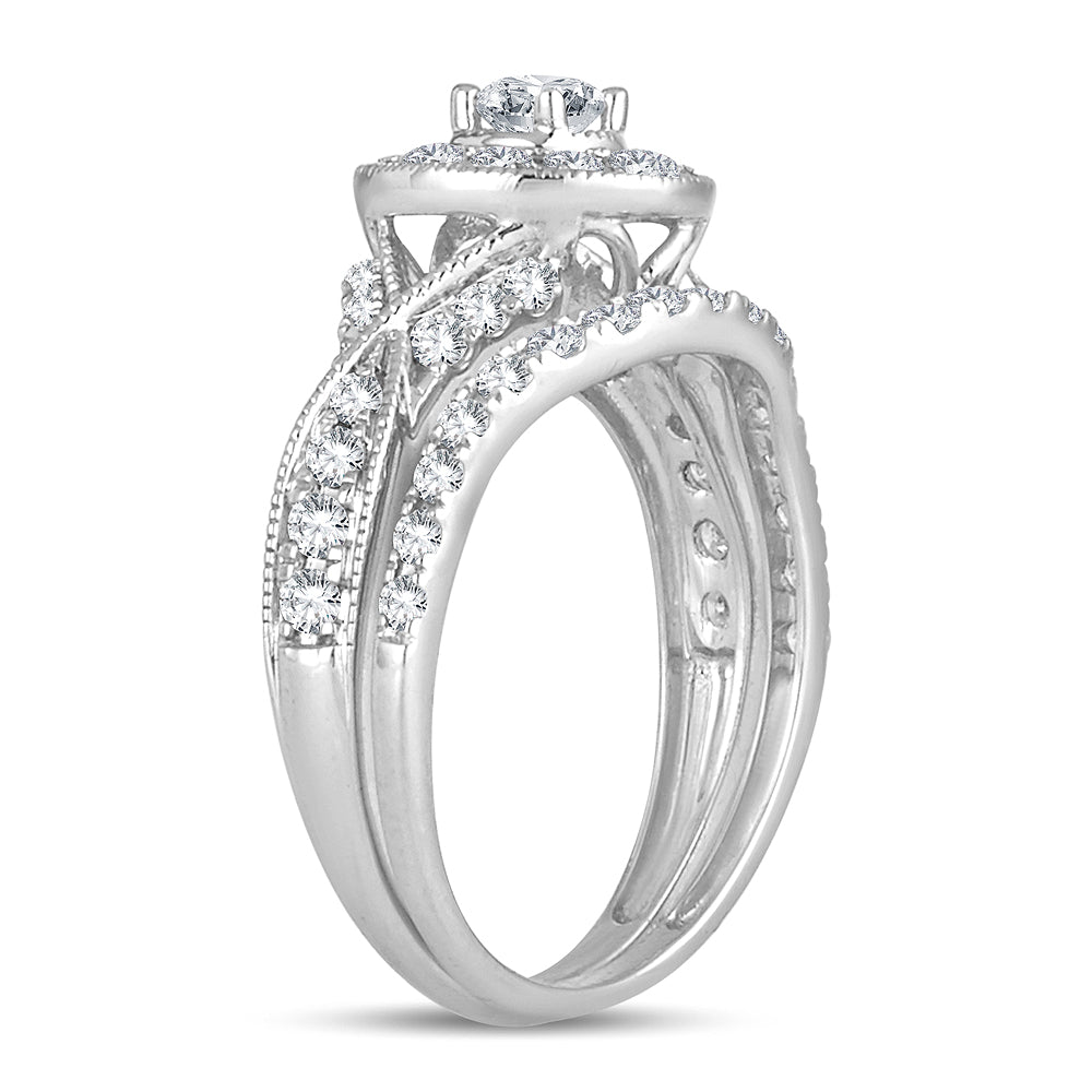 14K White Gold Gorgeous 1.00Ct Diamond Bridal Ring