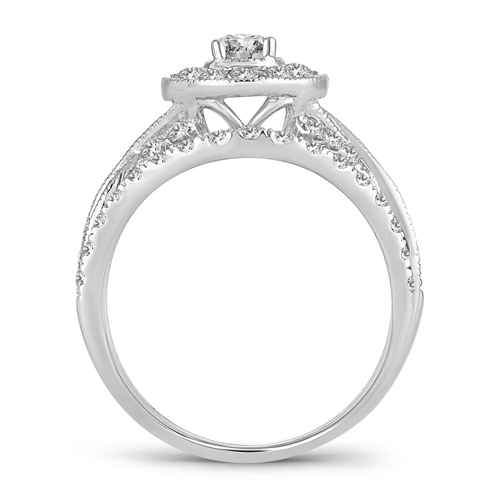 14K White Gold Gorgeous 1.00Ct Diamond Bridal Ring