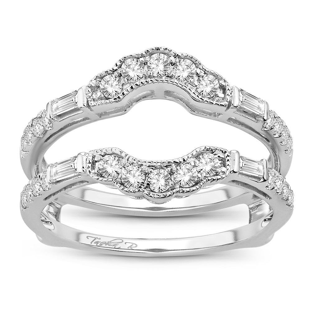 14K White Gold Dazzling 0.50Ct Diamond Ring Guard