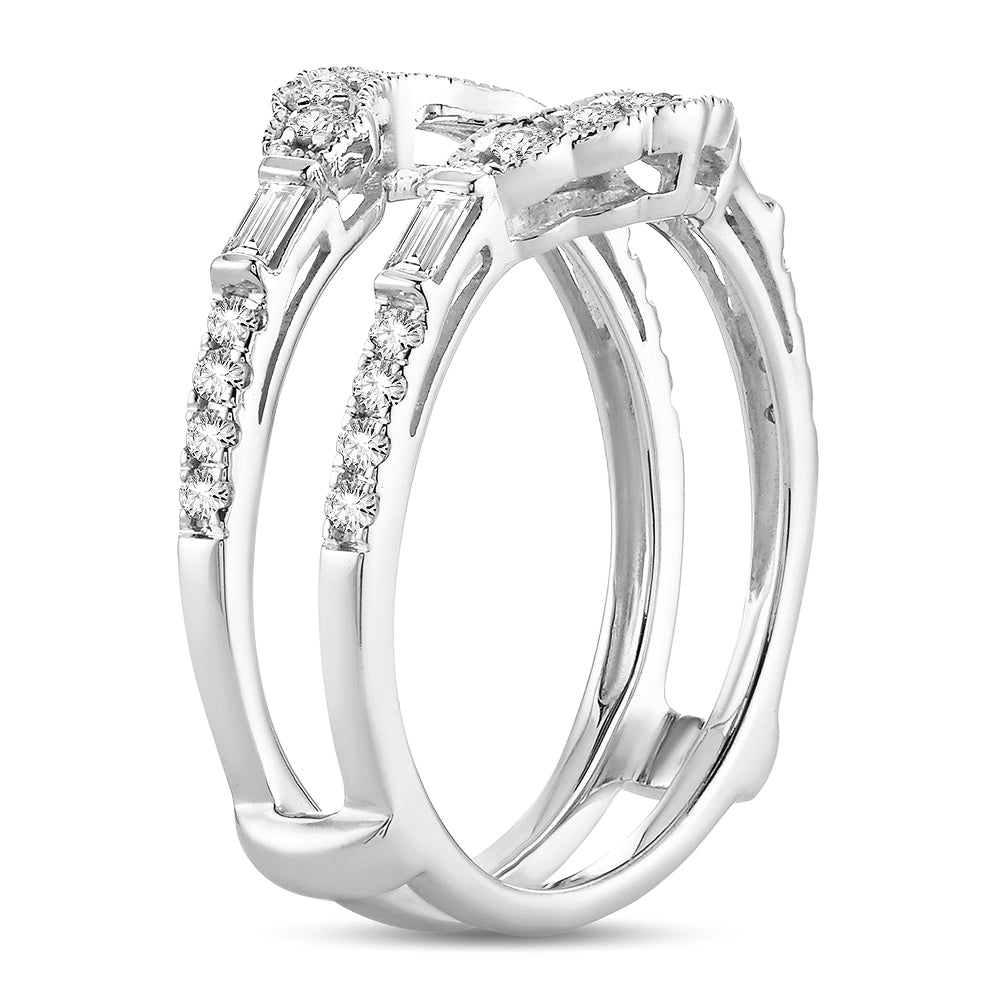 14K White Gold Dazzling 0.50Ct Diamond Ring Guard