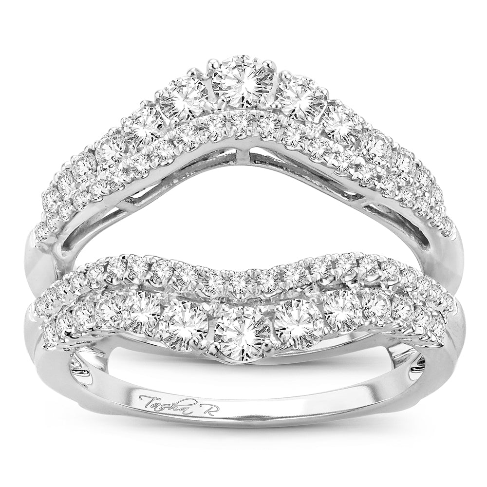 14K White Gold Elegant 1.00Ct Diamond Ring Guard