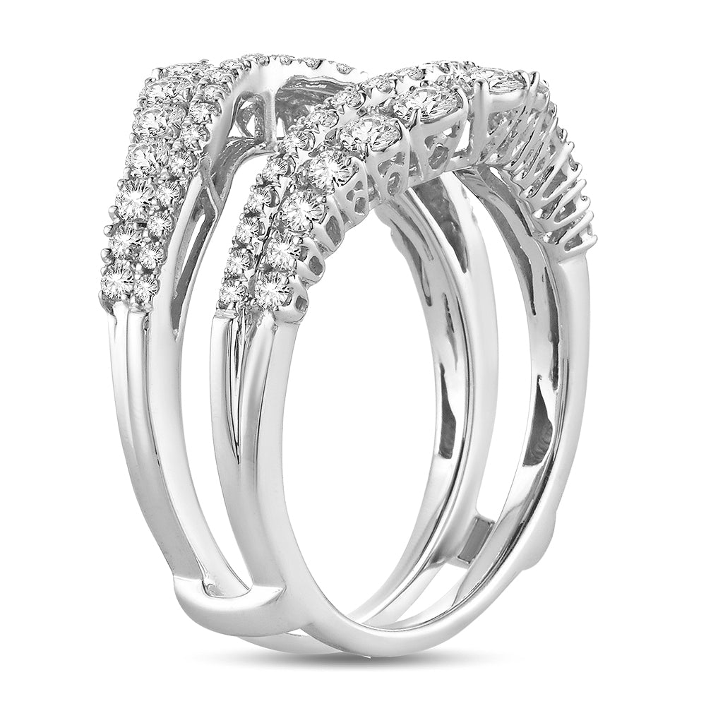 14K White Gold Elegant 1.00Ct Diamond Ring Guard