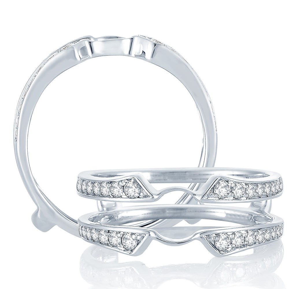 14K White Gold Exquisite 0.33Ct Diamond Ring Guard