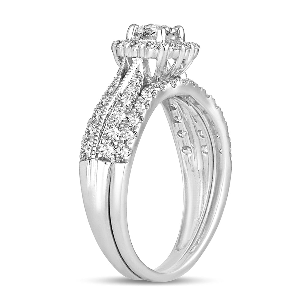 14K White Gold Magnifcnet 1.00Ct Diamond Bridal Ring