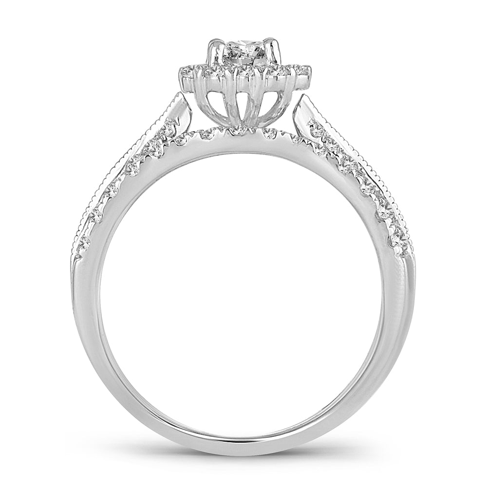 14K White Gold Magnifcnet 1.00Ct Diamond Bridal Ring