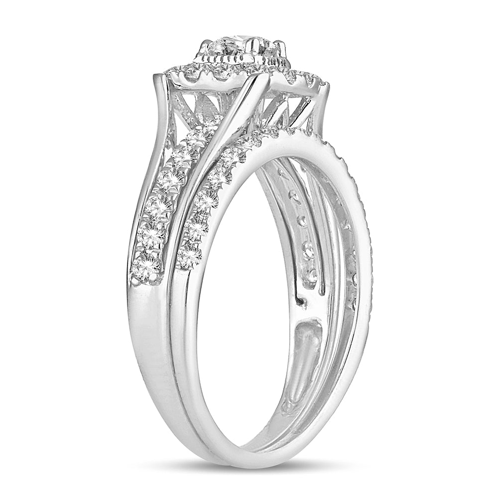 14K White Gold Gorgeous 1.00Ct Diamond Bridal Ring