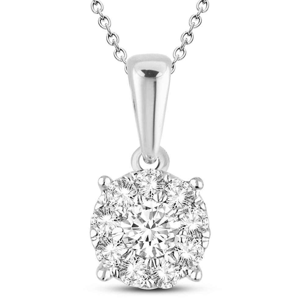 14K White Gold Dazzling 0.25Ct Diamond Pendant