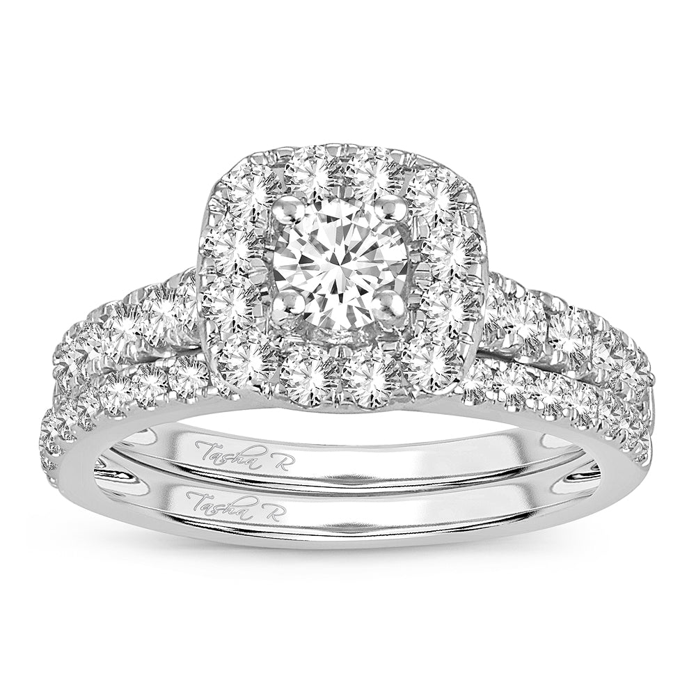 14K White Gold Elegant 1.50Ct Diamond Bridal Ring