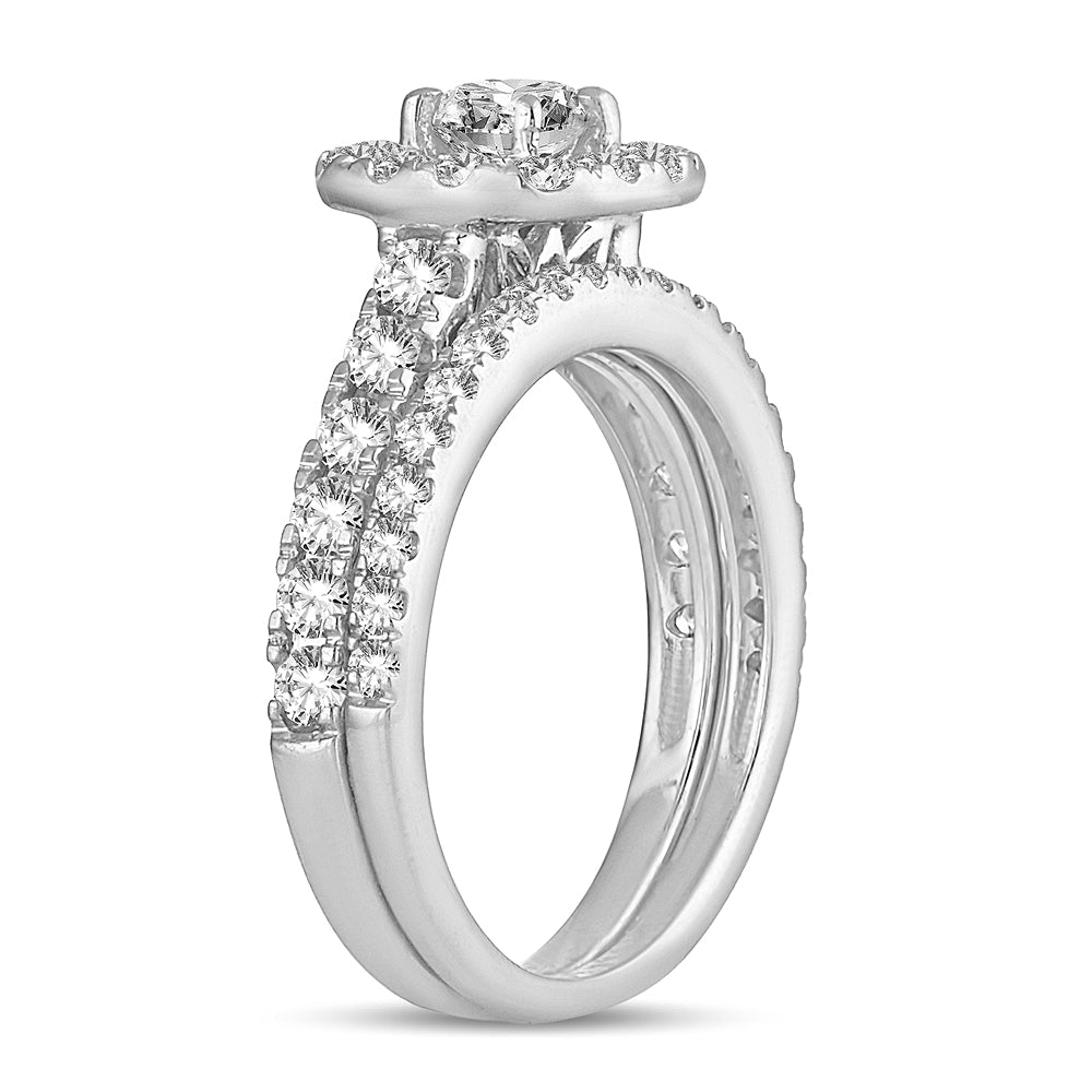 14K White Gold Elegant 1.50Ct Diamond Bridal Ring