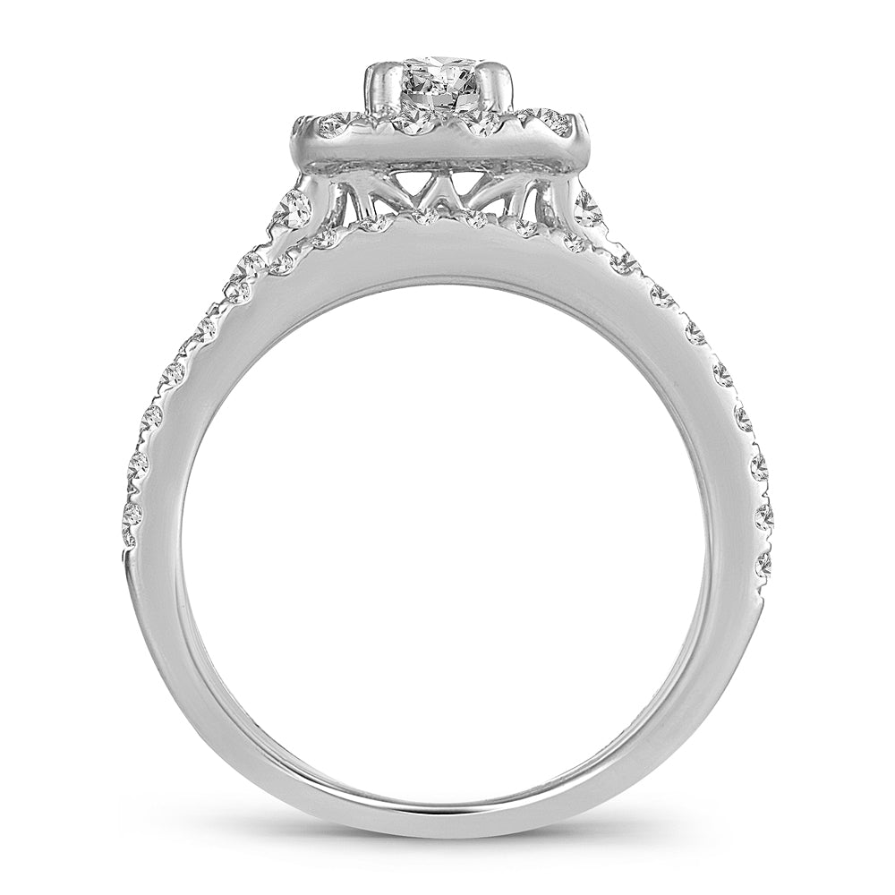 14K White Gold Elegant 1.50Ct Diamond Bridal Ring