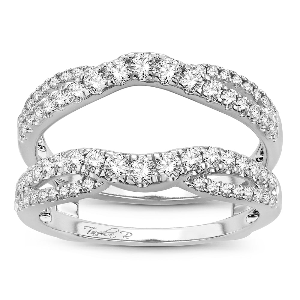 14K White Gold Dazzling 0.63Ct Diamond Ring Guard