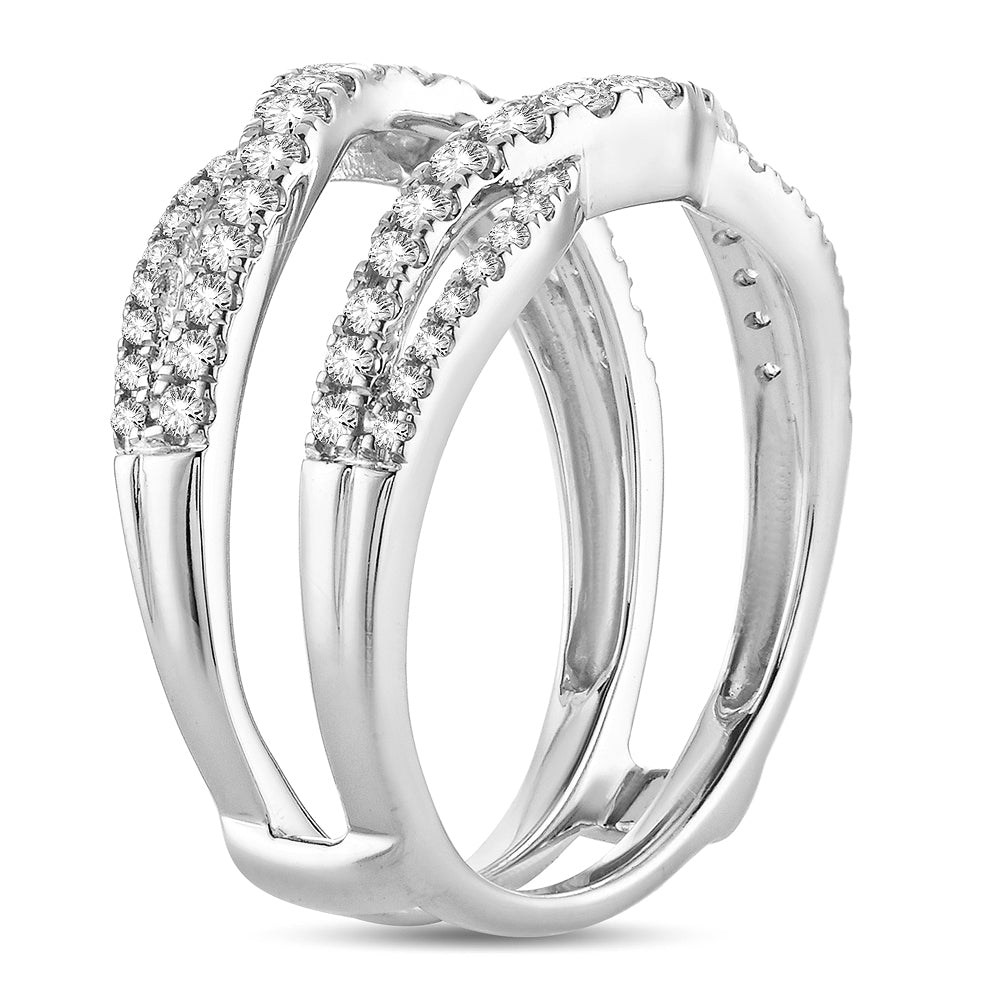 14K White Gold Dazzling 0.63Ct Diamond Ring Guard