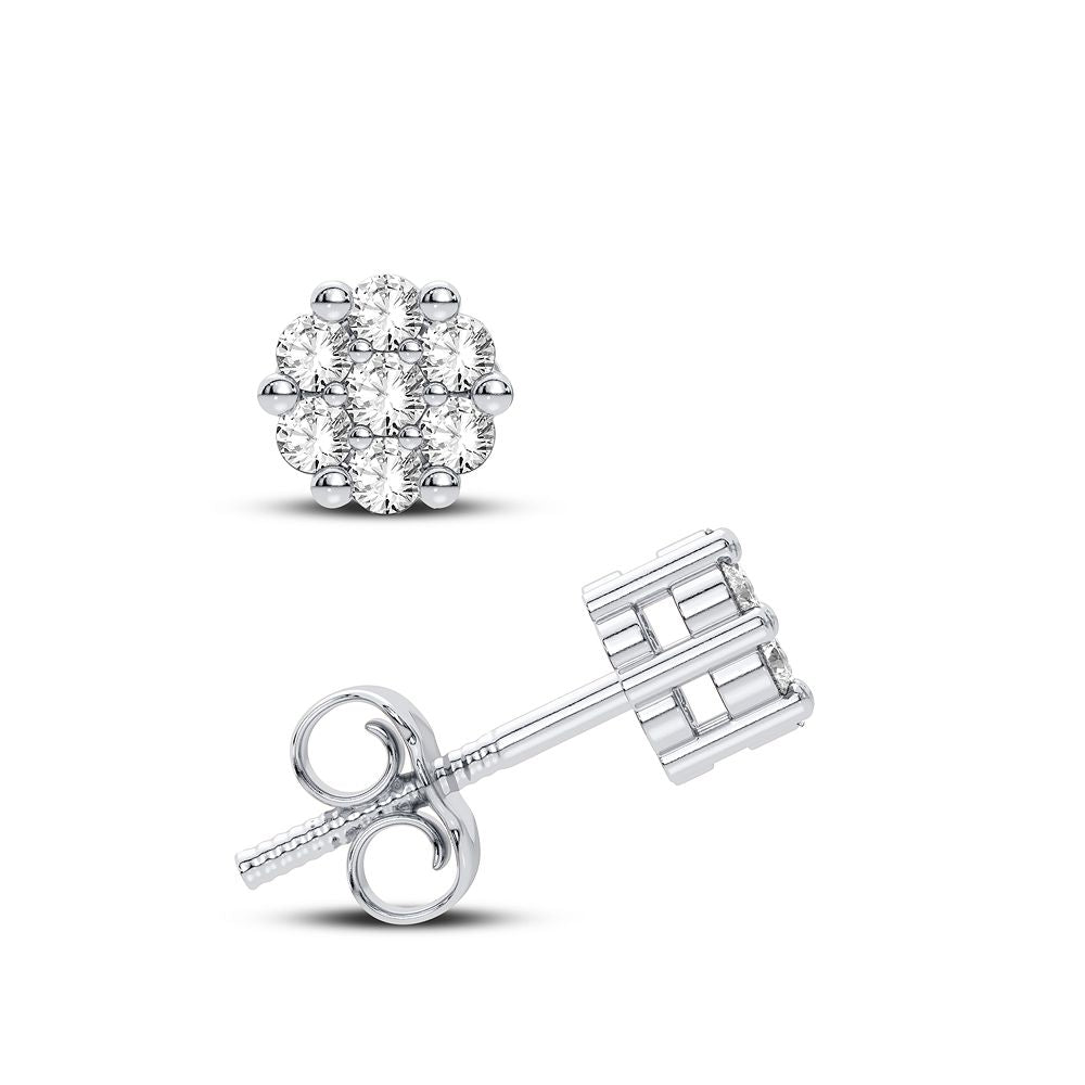 14K White Gold Exquisite 0.09Ct Diamond Earring