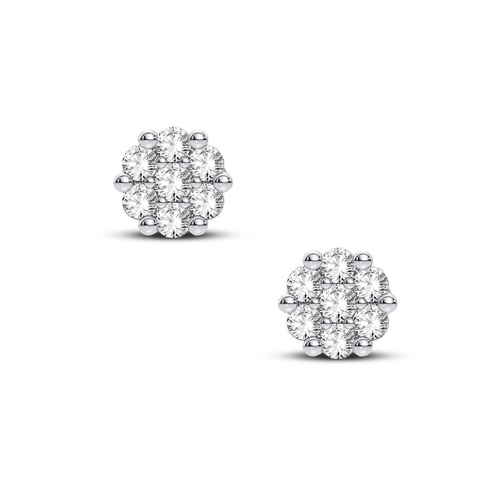 14K White Gold Exquisite 0.09Ct Diamond Earring