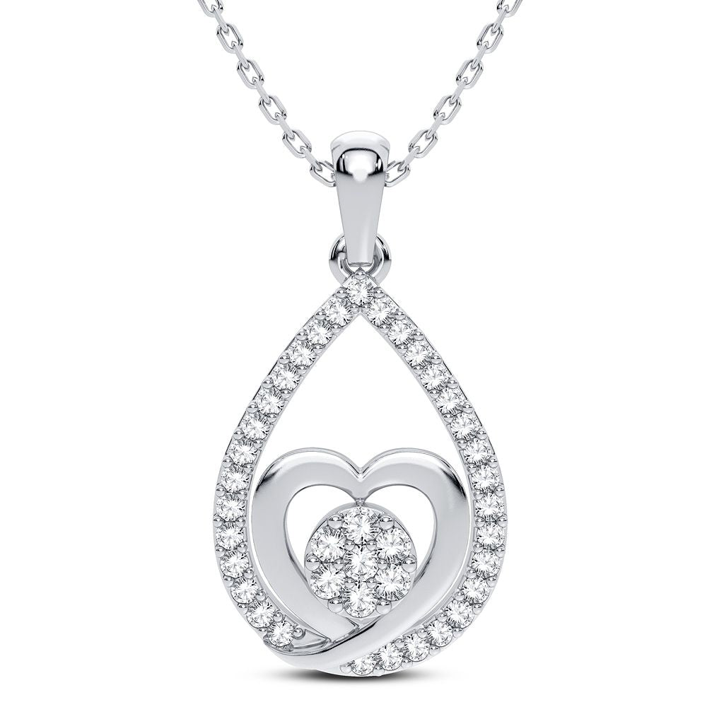 14K White Gold Dazzling 0.25Ct Diamond Pendant