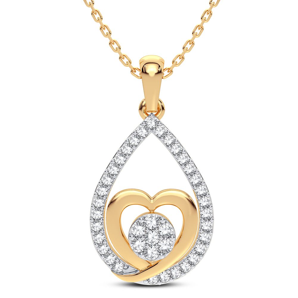 14K Yellow Gold Exquisite 0.25Ct Diamond Pendant