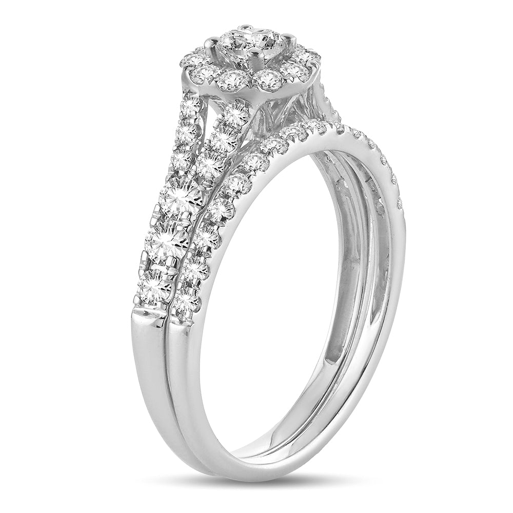 14K White Gold Exquisite 1.00Ct Diamond Bridal Ring