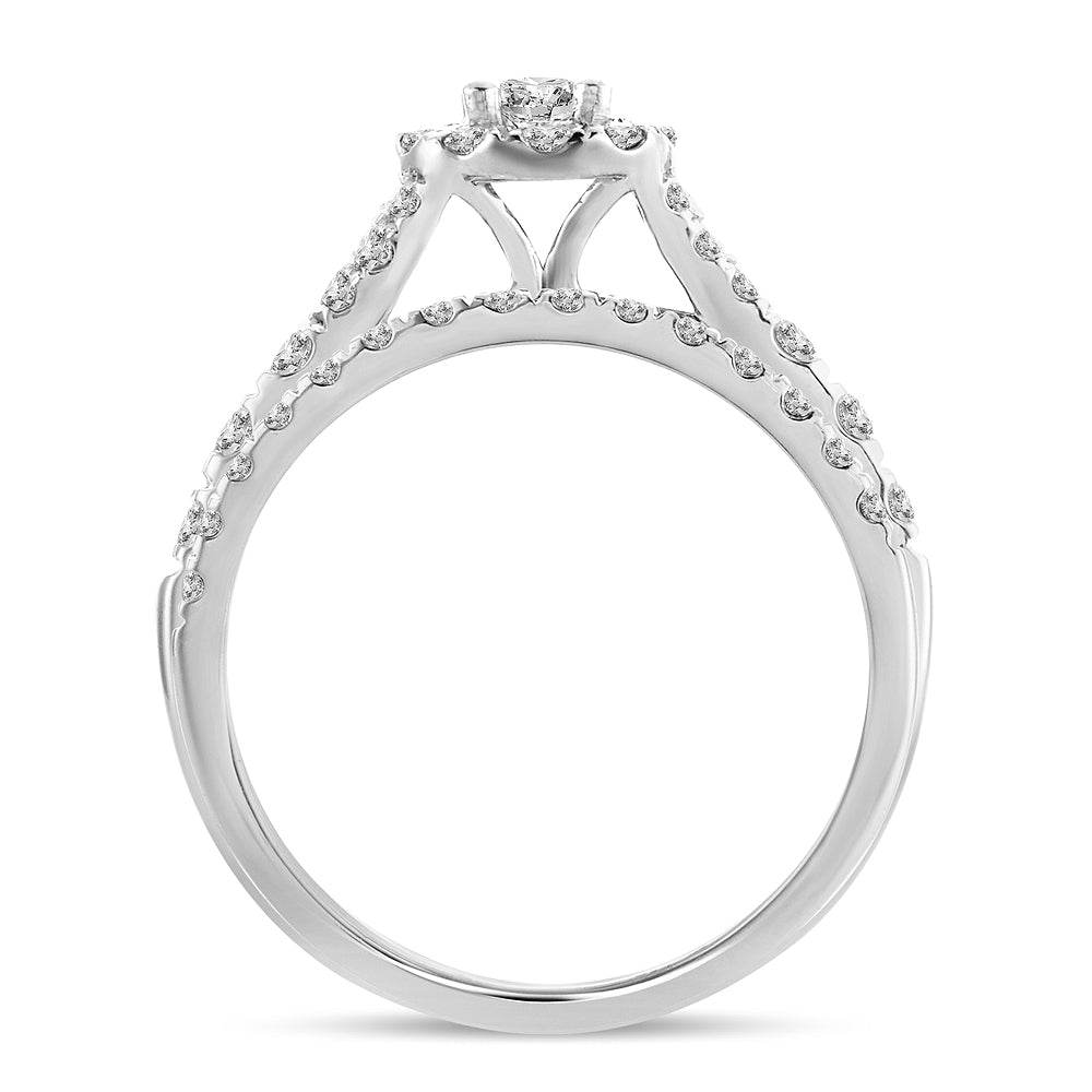 14K White Gold Exquisite 1.00Ct Diamond Bridal Ring