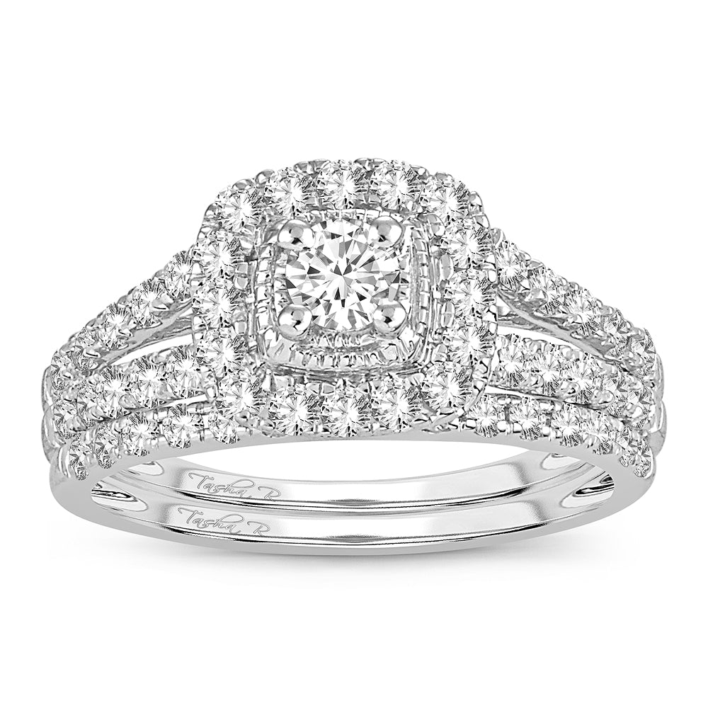 14K White Gold Elegant 1.00Ct Diamond Bridal Ring