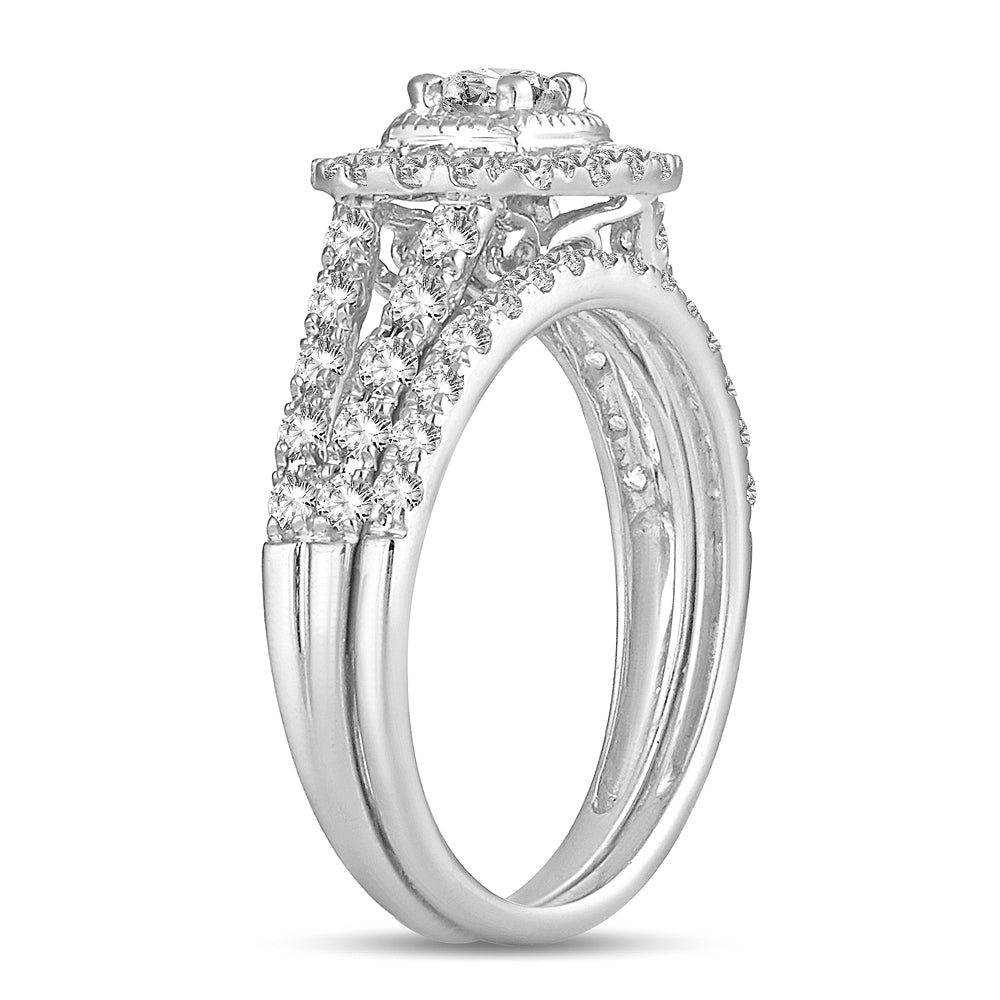 14K White Gold Elegant 1.00Ct Diamond Bridal Ring