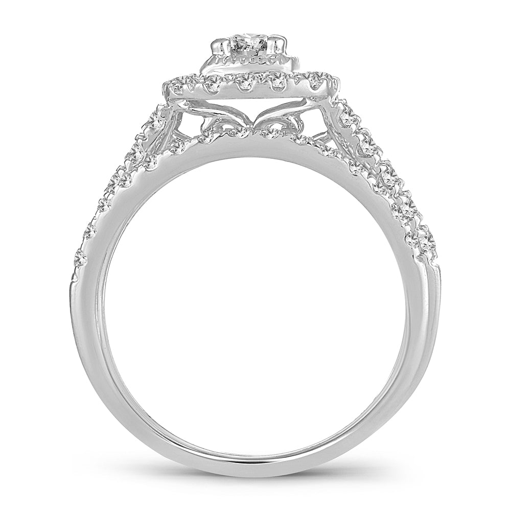 14K White Gold Elegant 1.00Ct Diamond Bridal Ring