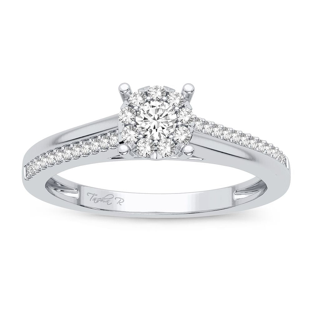 14K White Gold Elegant 0.20Ct Diamond Ring