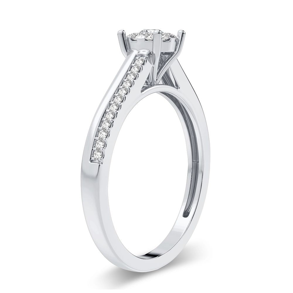 14K White Gold Elegant 0.20Ct Diamond Ring